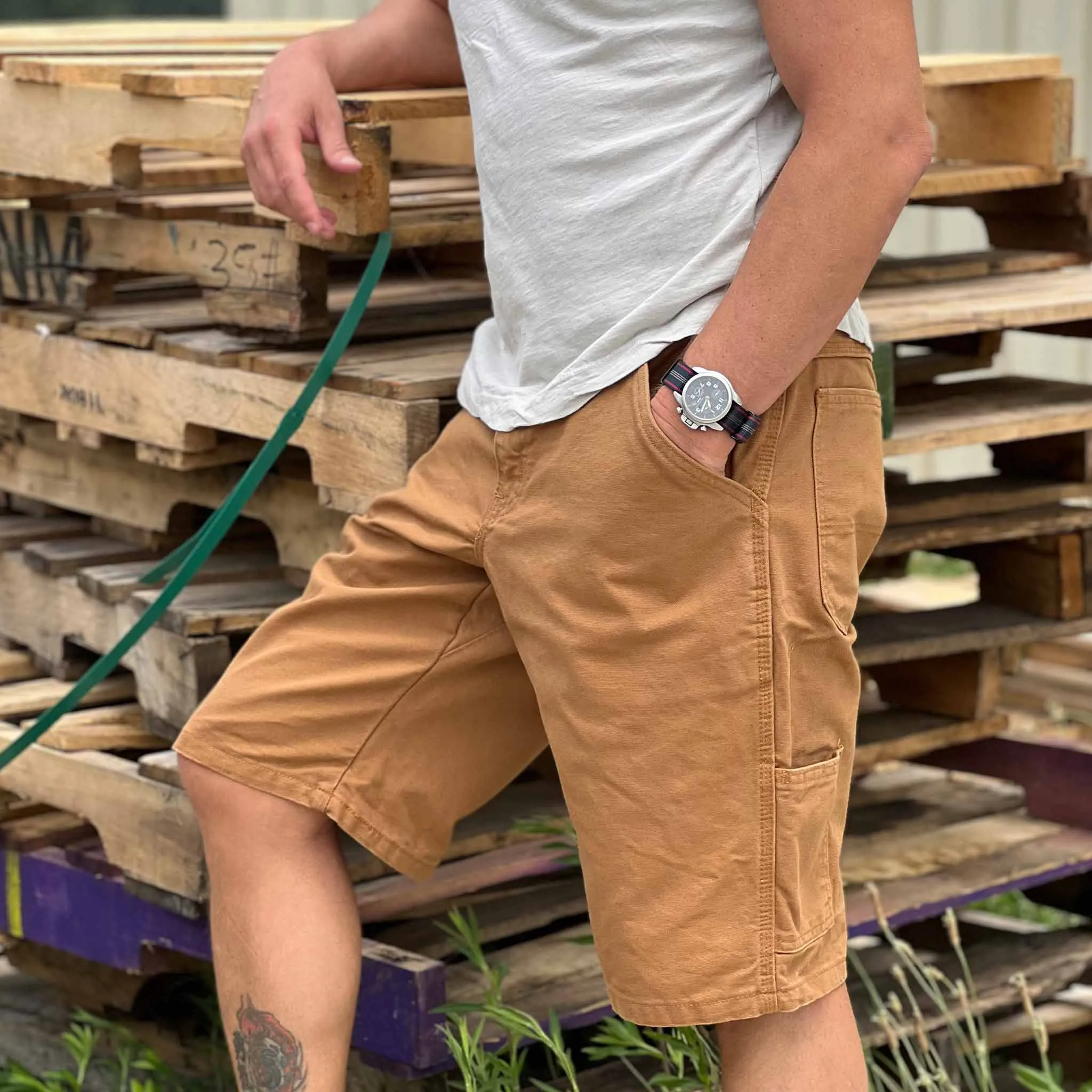 12 oz Duck Canvas Carpenter Short - Brown - Image 7