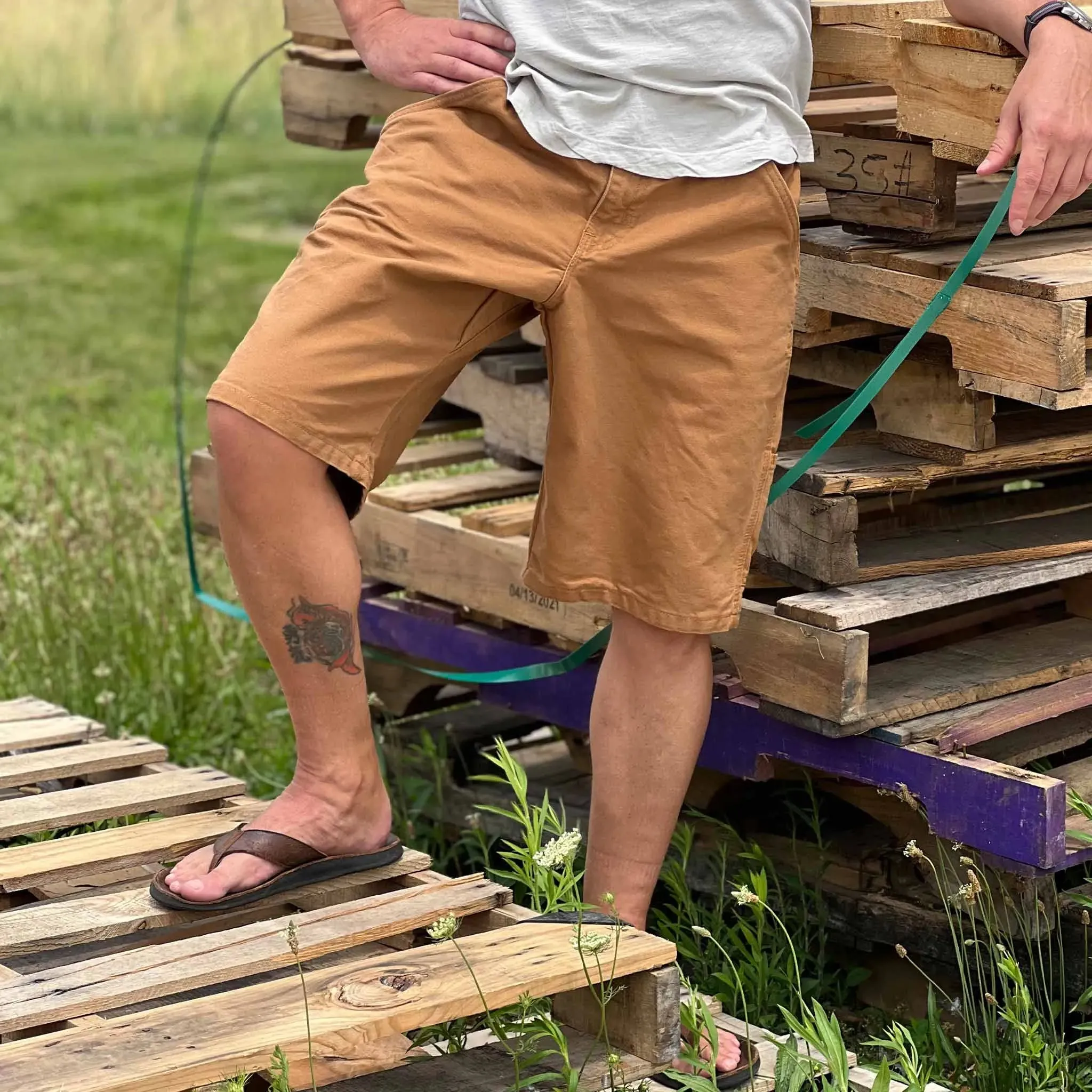 12 oz Duck Canvas Carpenter Short - Brown - Image 9