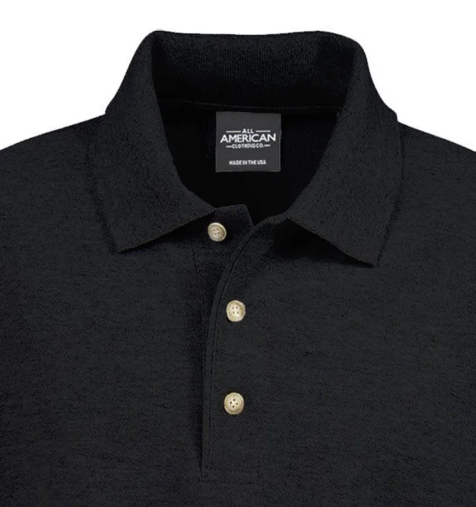 Men’s Long Sleeve Piqué Cotton Polo Shirt - Image 3