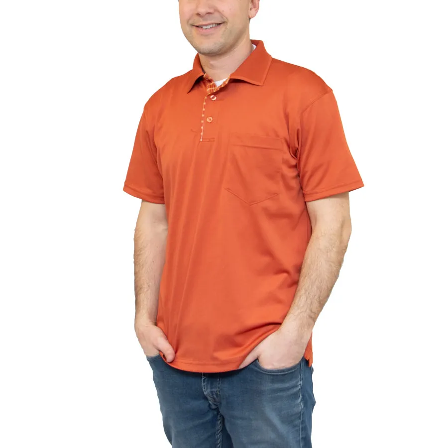 Men's Plaid Placket Polo with Pocket - Image 4