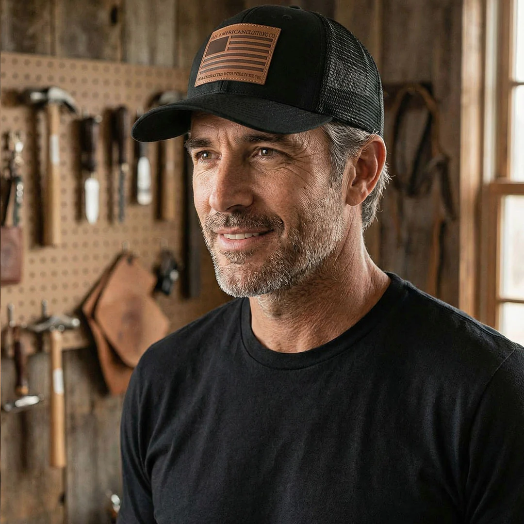 Black Mesh Trucker Hat w/ Patch - Image 3