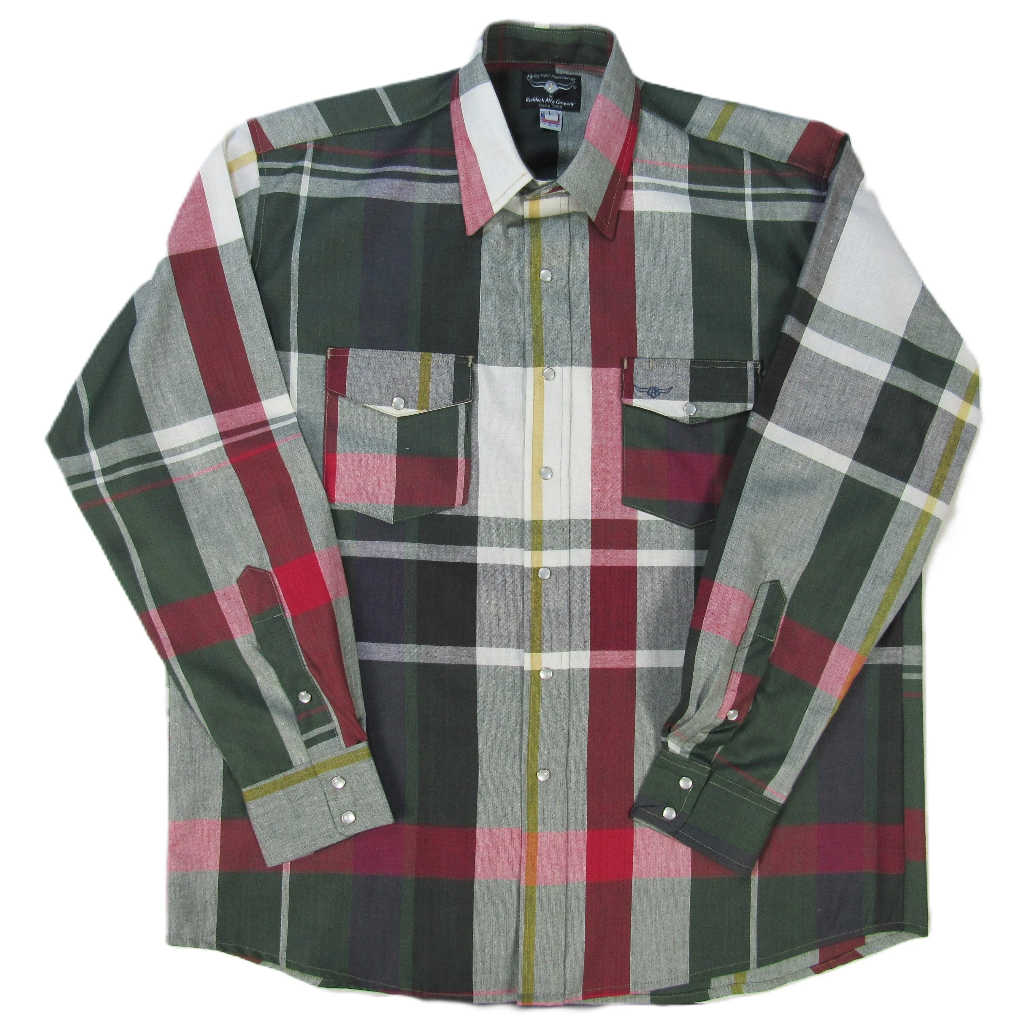 Men's Oversized Long Sleeve Plaid Shirt with Snaps - Image 3