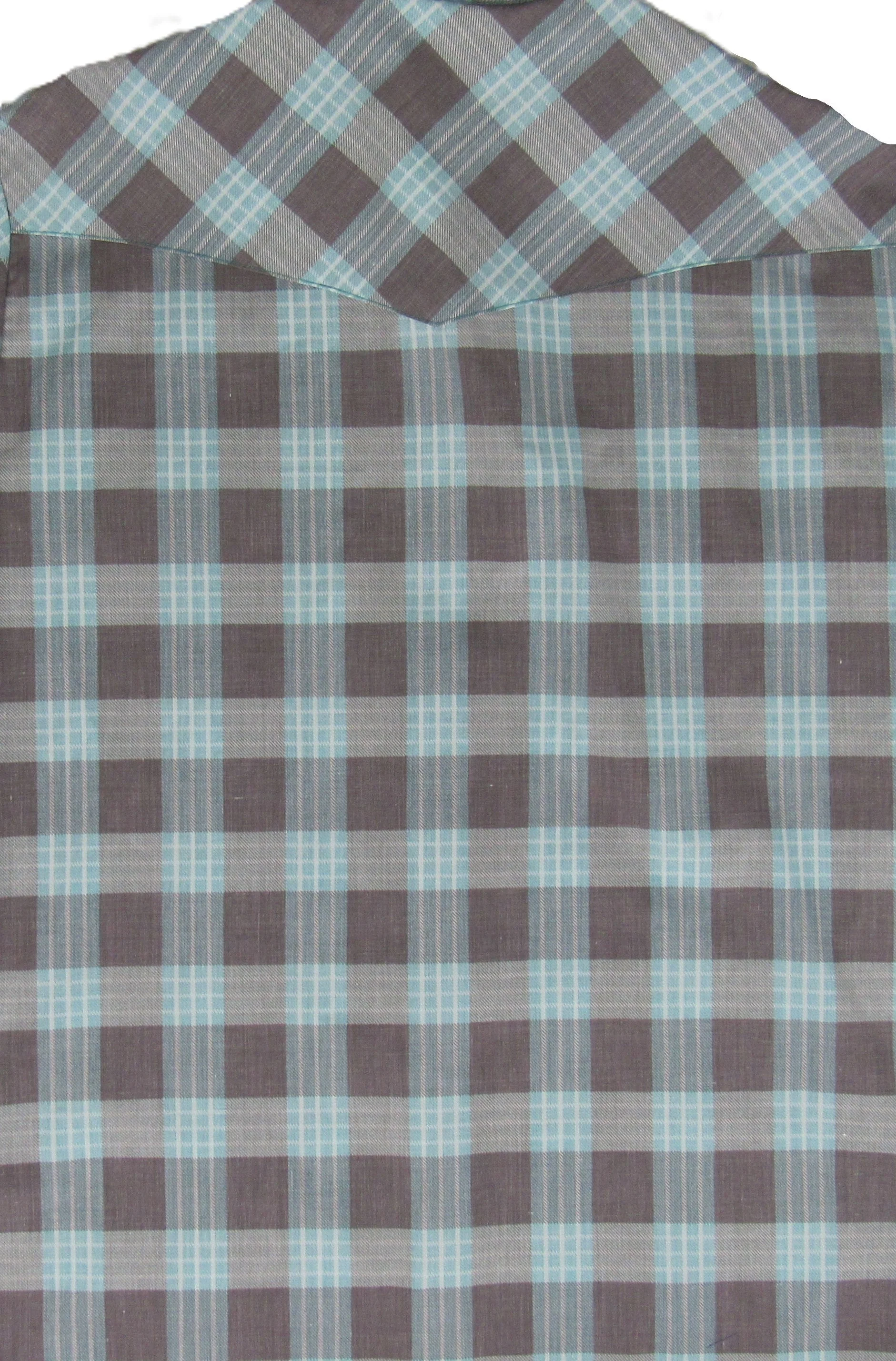 Men's Long Sleeve Turquoise Brown Check Shirt - Image 6