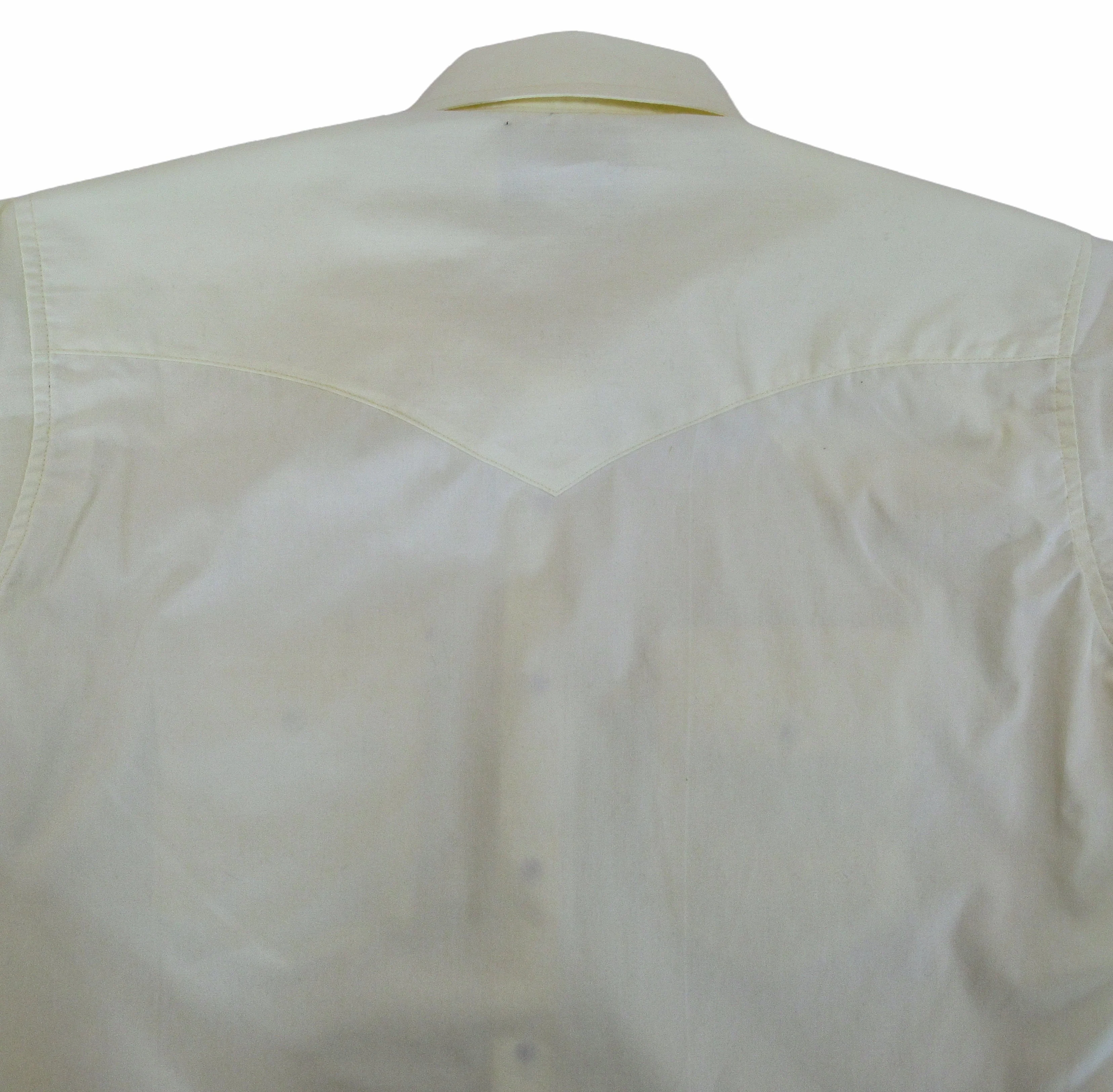 Men's Short Sleeve Western Style Pale Yellow Button-Down Shirt with Snaps - Image 5