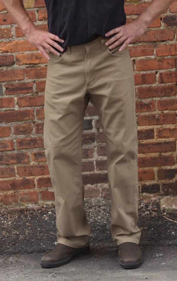 Gusset Easy Fit Stretch Canvas Six Pocket Pant - Dark Khaki