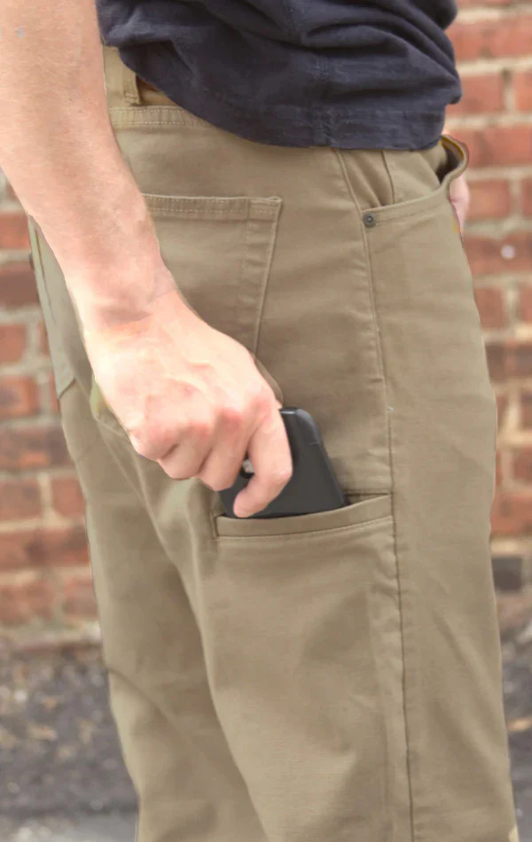 Gusset Easy Fit Stretch Canvas Six Pocket Pant - Dark Khaki - Image 2