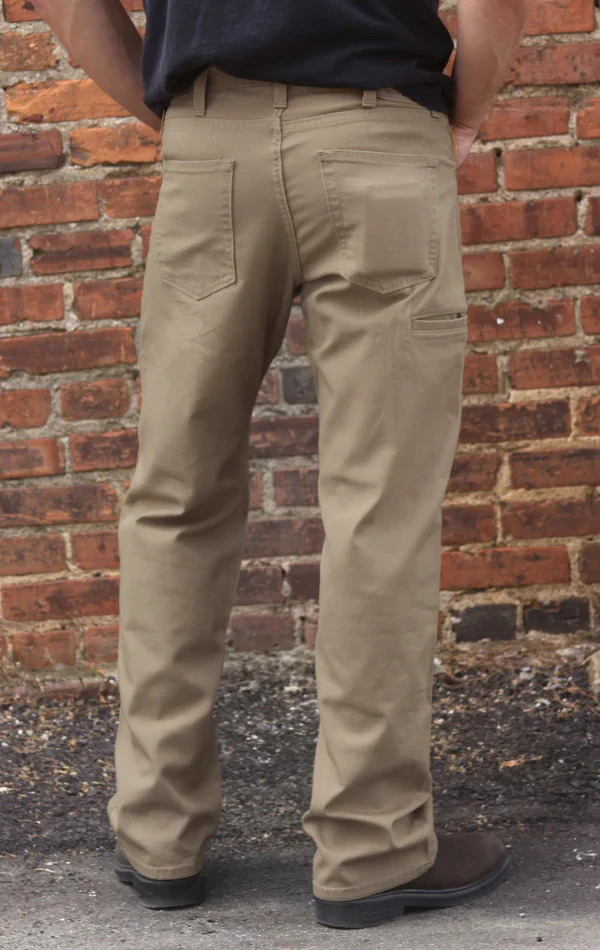 Gusset Easy Fit Stretch Canvas Six Pocket Pant - Dark Khaki - Image 3