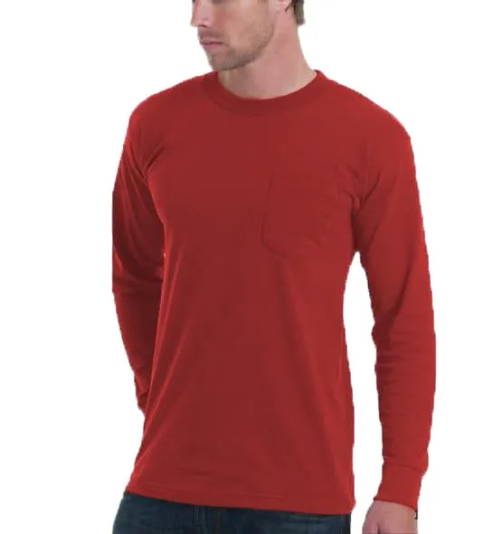 Long Sleeve Heavyweight 100% Cotton T-Shirt with Pocket - Made in USA - Image 4