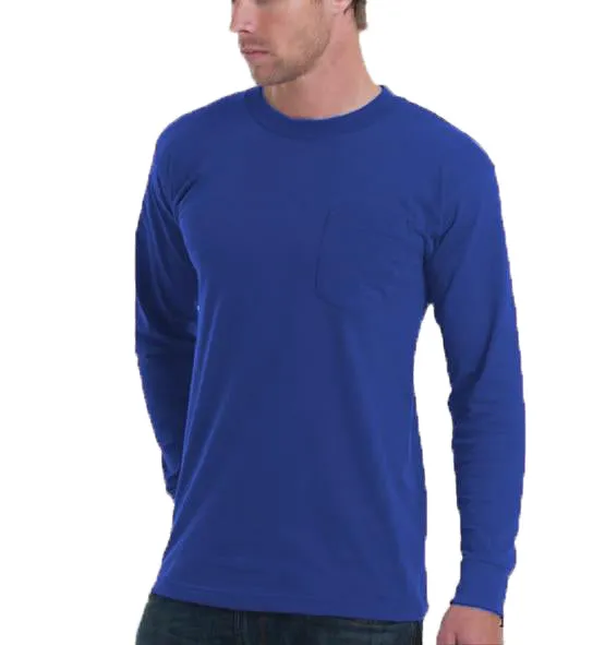 Long Sleeve Heavyweight 100% Cotton T-Shirt with Pocket - Made in USA - Image 5