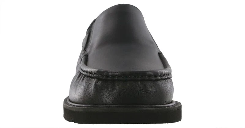 Men’s Black Slip-On Leather Loafer w/ Slip-Resistant Sole - Image 3