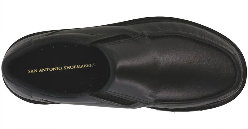 Men’s Black Slip-On Leather Loafer w/ Slip-Resistant Sole - Image 5