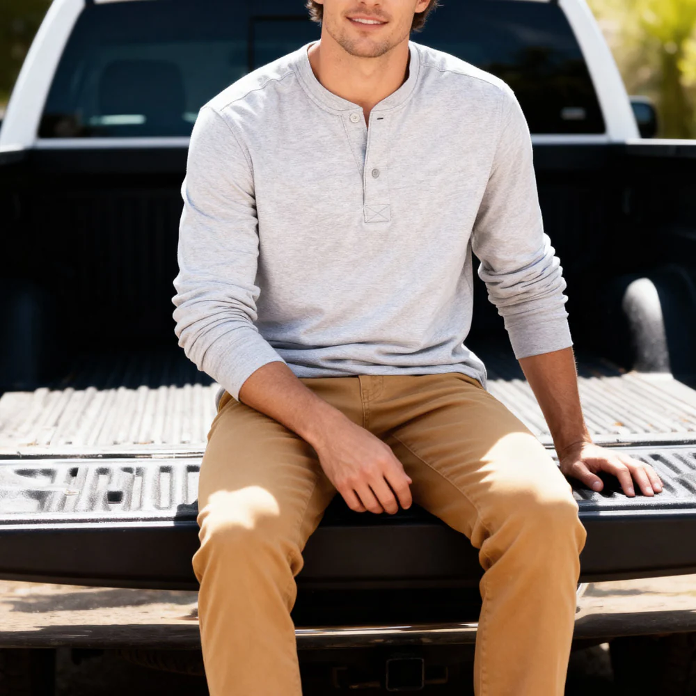 Men's Long Sleeve Henley Shirt - Image 9
