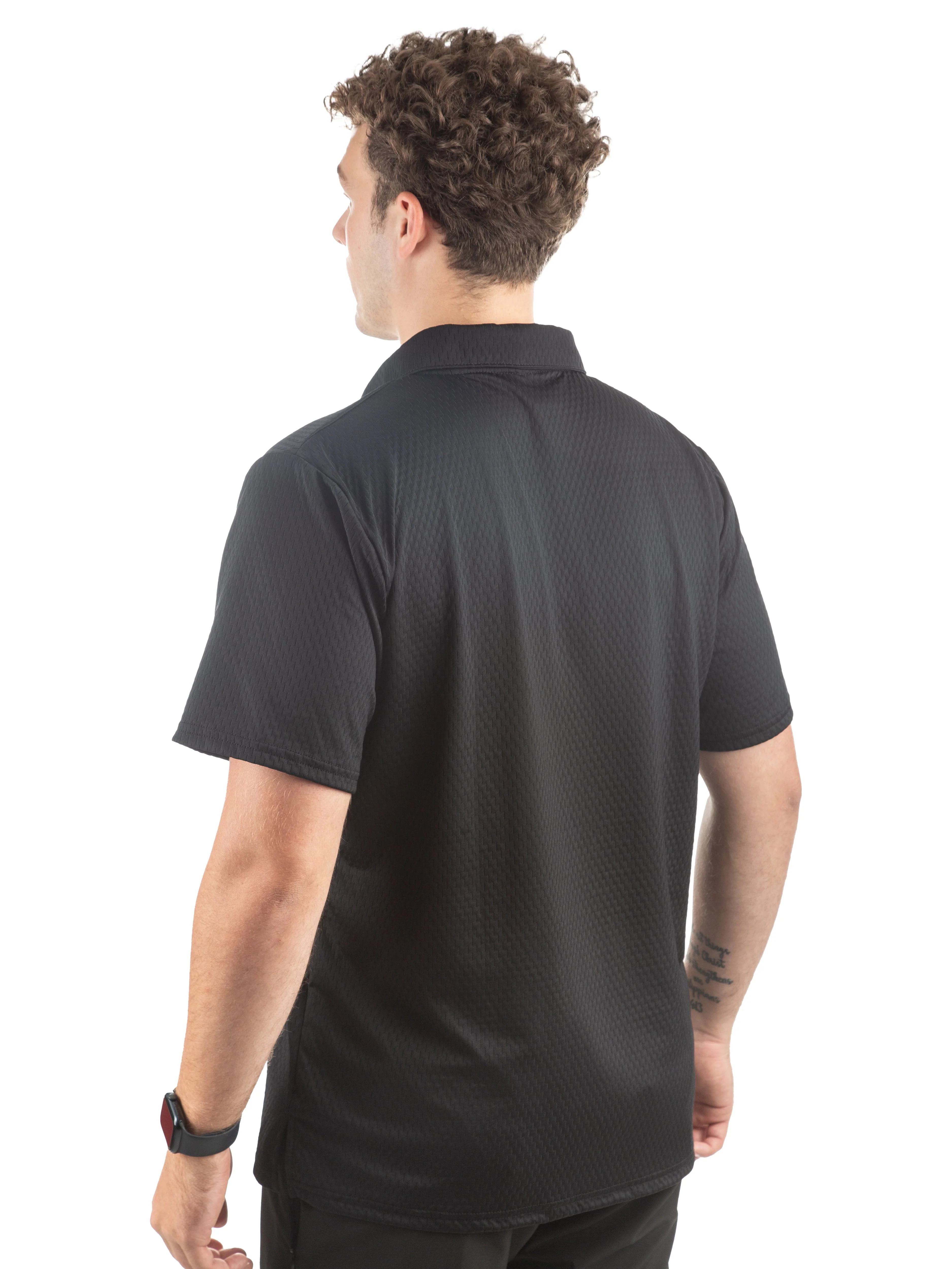 Men's Mesh Dry-Wicking Loose-Fit Short-Sleeve Polo Shirt - Image 2