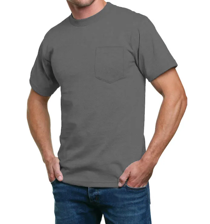 Heavyweight 100% Cotton T-Shirts with Pocket - Made in USA - Image 30