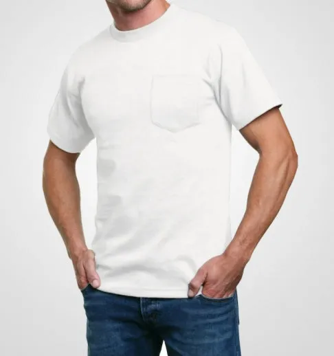 Heavyweight 100% Cotton T-Shirts with Pocket - Made in USA - Image 6